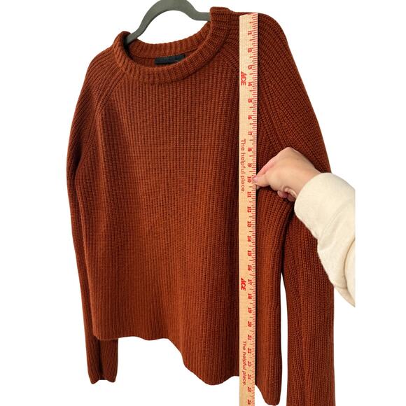 NWT! Jenni Kayne XL 100% Cashmere $425 Fisherman Sweater Crewneck Rust Red - Picture 7 of 10